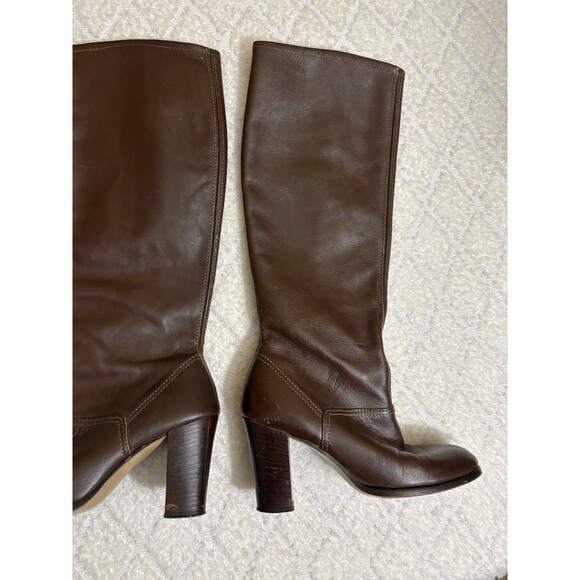 Vintage Authentic 70’s Women’s Brown Leather Knee High 3 Inch Heel Boots. 5 1/2 - Picture 5 of 16